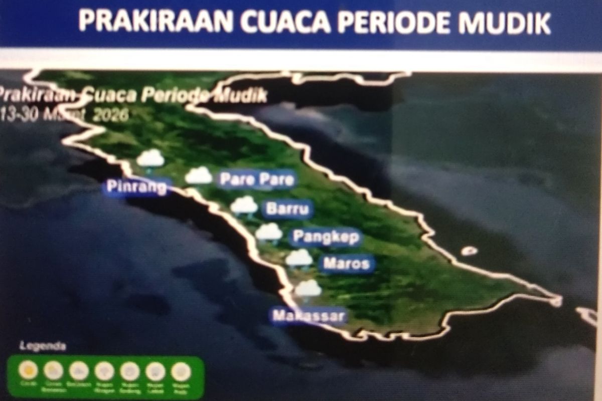 BMKG prediksi cuaca mudik Lebaran Sulsel didominasi hujan