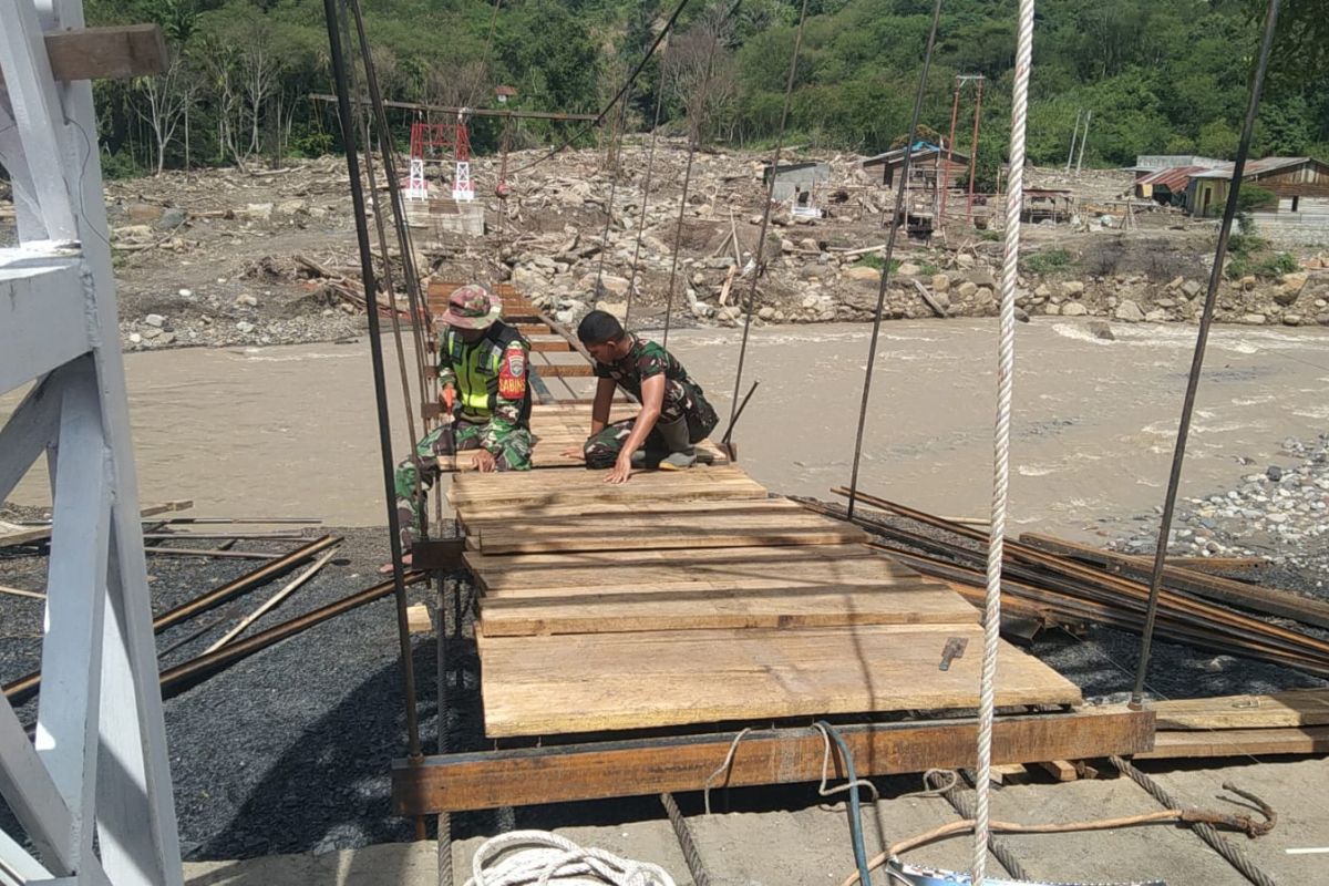 Kapendam: Pembangunan jembatan gantung di Aceh Tengah capai 57 persen