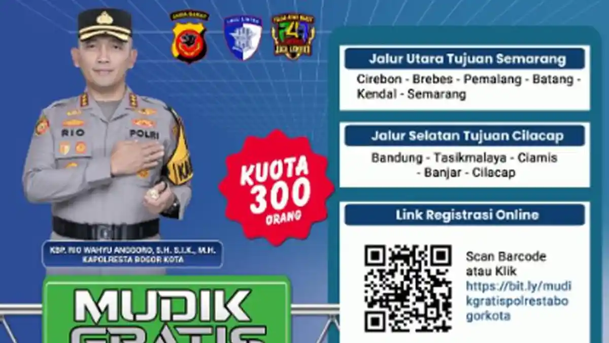 Mudik Gratis Tahun 2026 di Kota Bogor, Polisi Siapkan 6 Bus Jurusan Cilacap dan Semarang