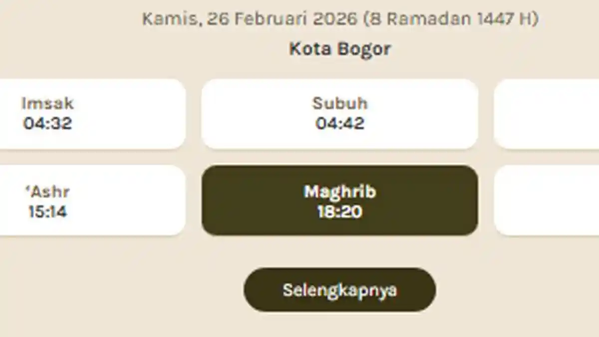 Jadwal Buka Puasa Kamis 26 Februari 2026 untuk Wilayah Kota Bogor, Lengkap dengan Waktu Imsakiyah