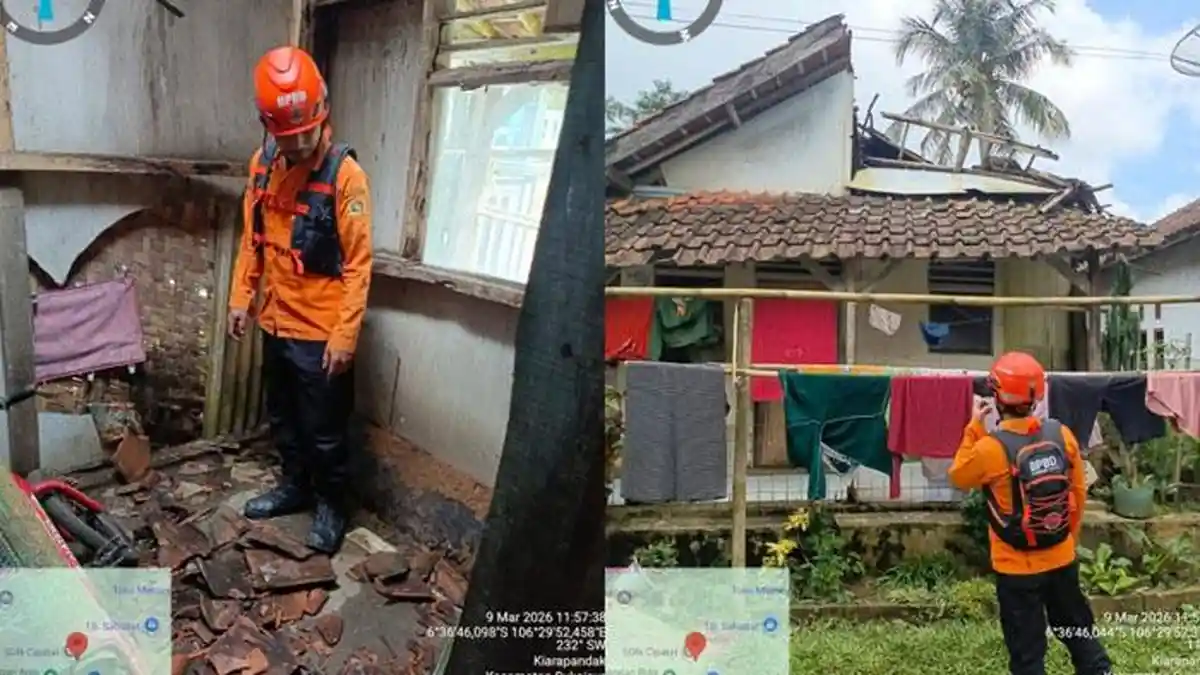 Atap Rumah Warga Sukajaya Bogor Hancur Tertiup Angin Kencang, Penghuni Sampai Mengungsi